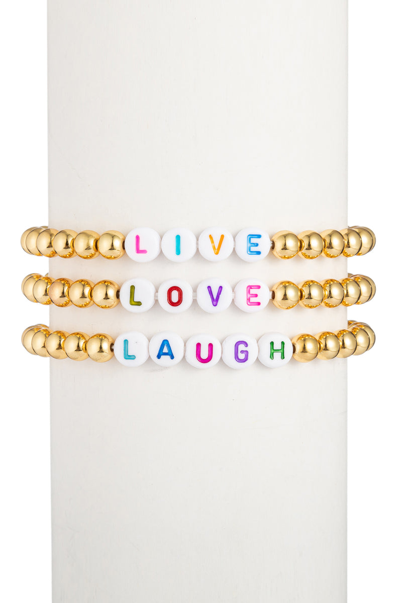 Live Laugh Love Lettering Beaded Bracelet, 3-Piece Set – Eye Candy Los  Angeles